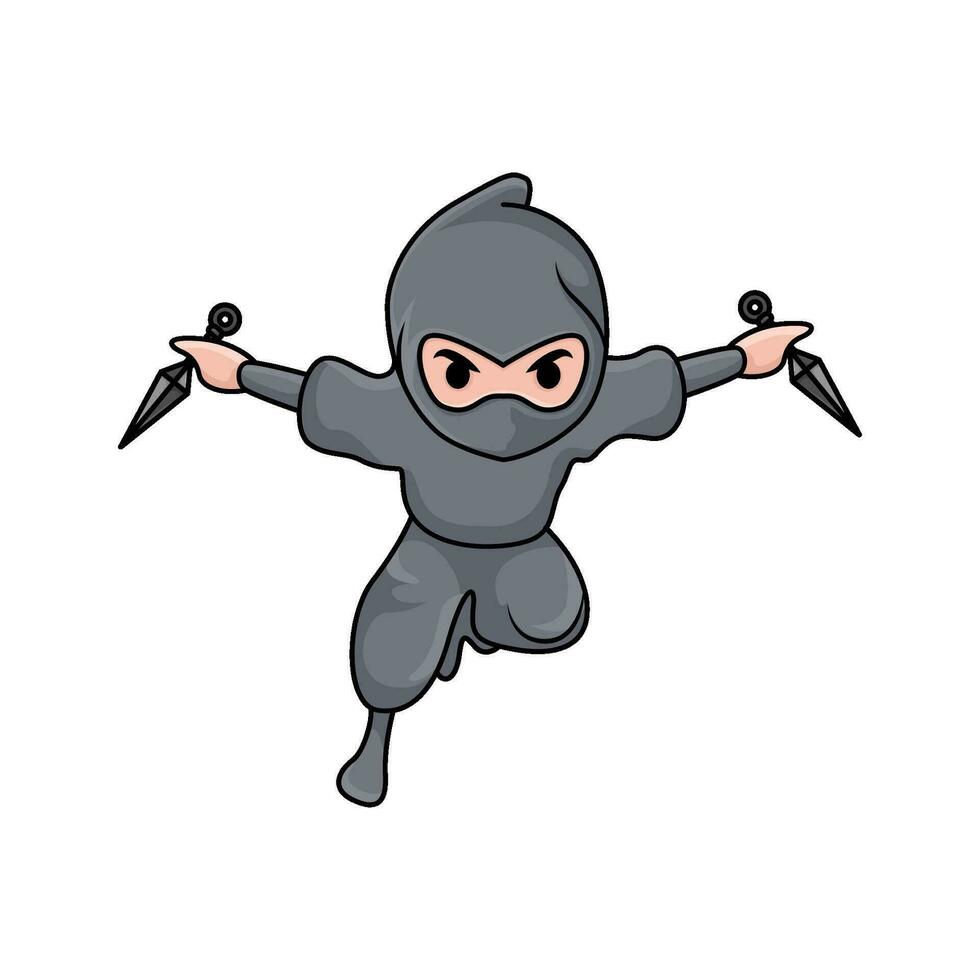 kunai en mano ninja ilustración vector