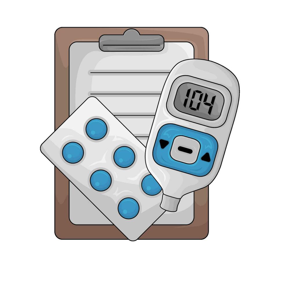 file, blood sugar detector with drug diabetes illustration vector