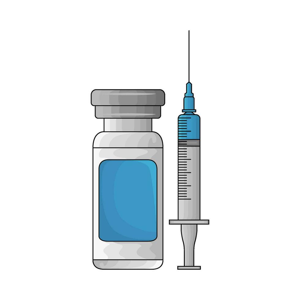 bottle drug with injection illustration vector