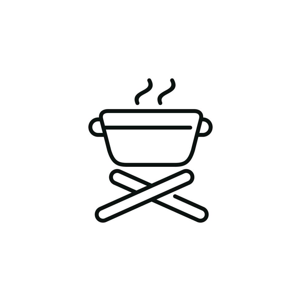 Camp cooking line icon isolated on white background vector