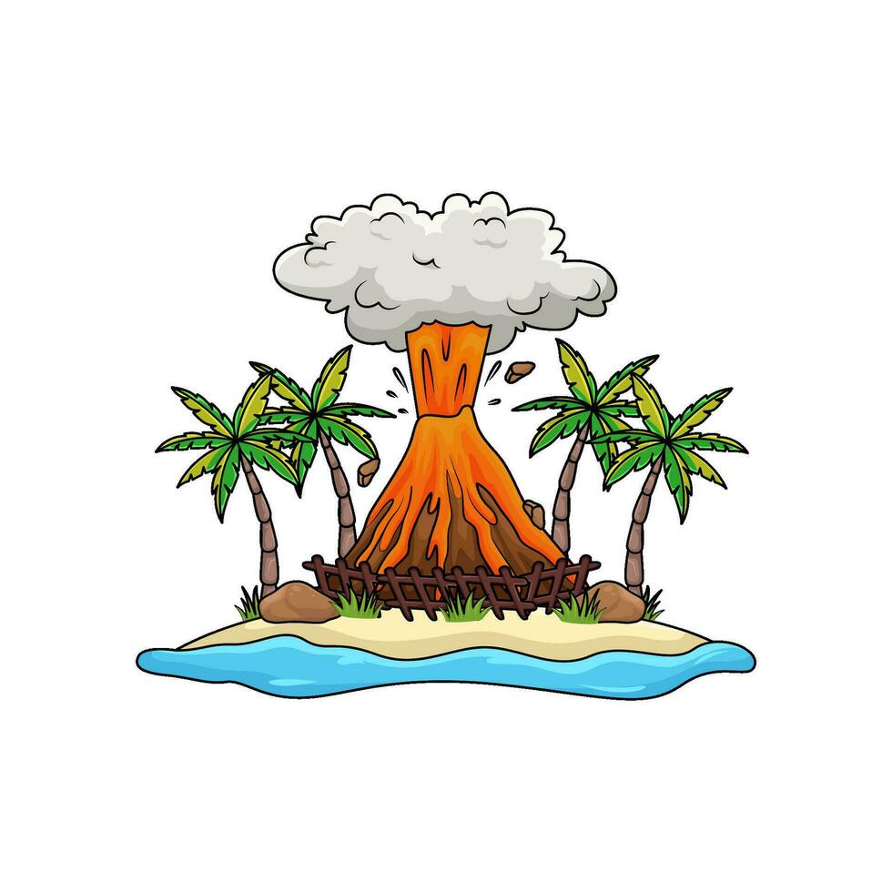 eruption in beach illustration vector