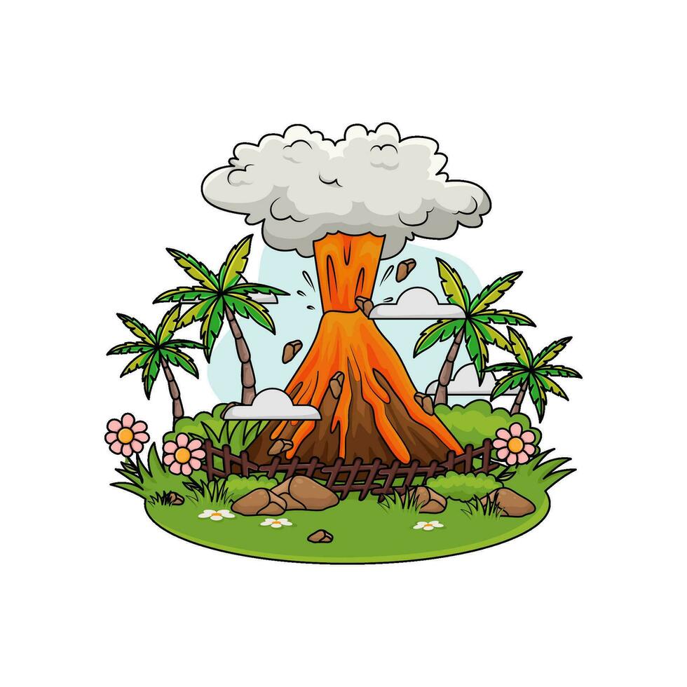 eruption in forest illustration vector