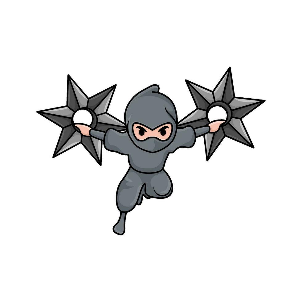 shuriken en mano ninja ilustración vector