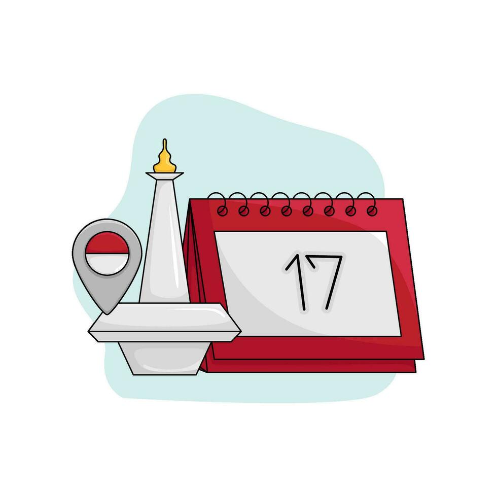 monas, location indonesia with calendar illustration vector