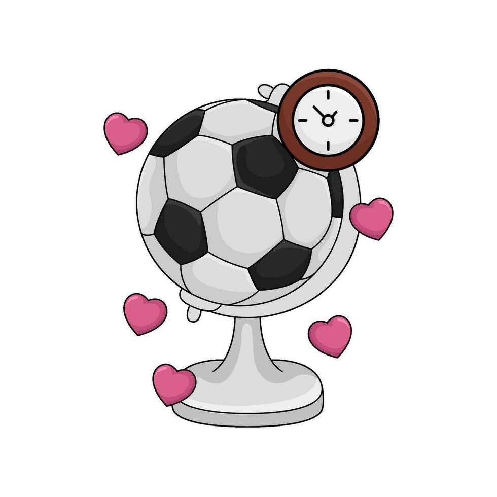 globo fútbol pelota, reloj hora con amor ilustración vector