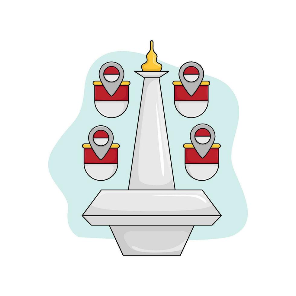 monas with location in indonesia illustration vector