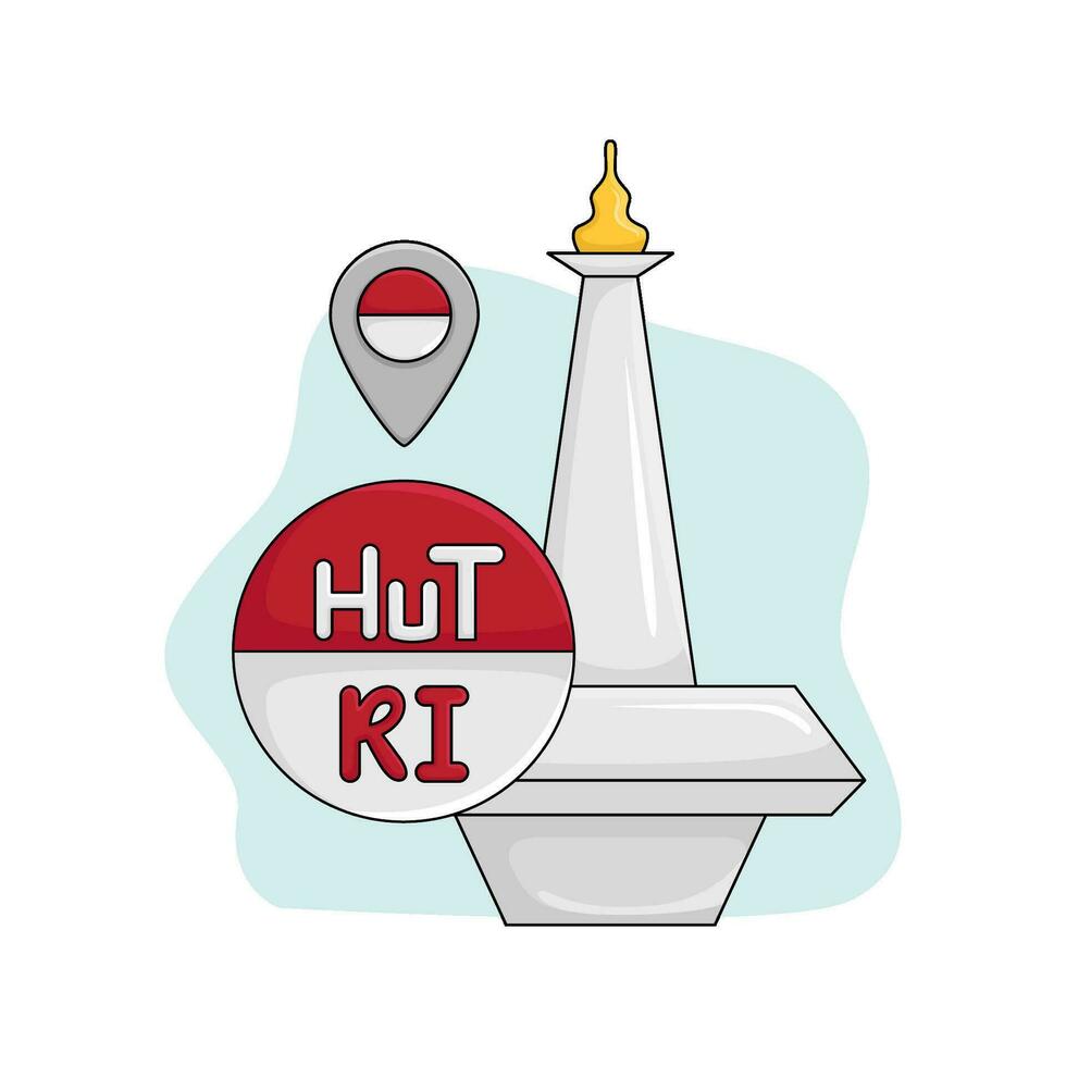 monas with location indonesia illlustration vector