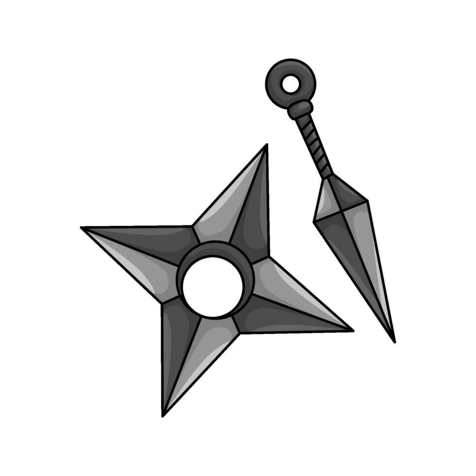 kunai con shuriken ilustración vector