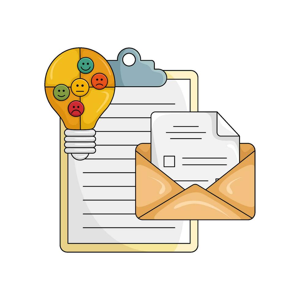 email, lamp idea with document illustration vector