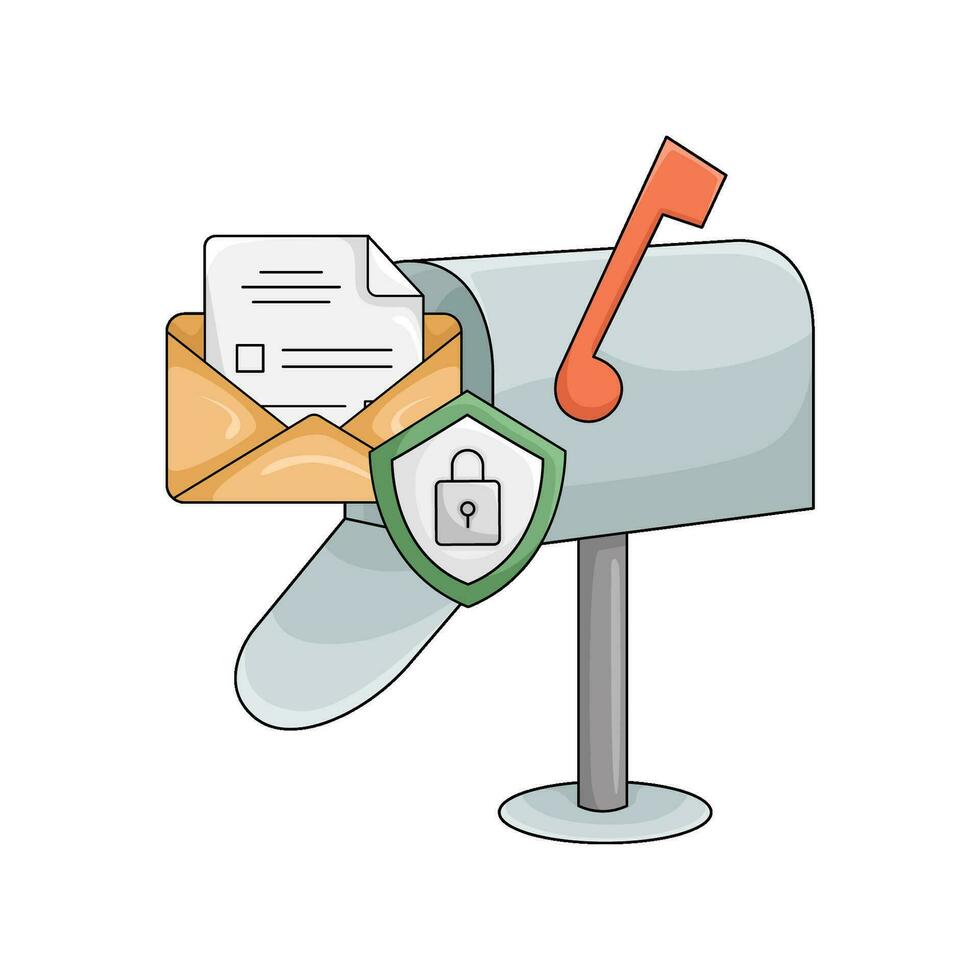 correo en caja con proteccion ilustración vector