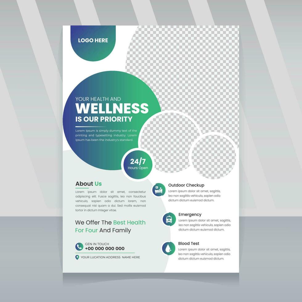 Corporate healthcare leaflet design, medical services care flyer template, Medical Healthy Flyer Design, pharmacy leaflets and brochure template layout for printing vector