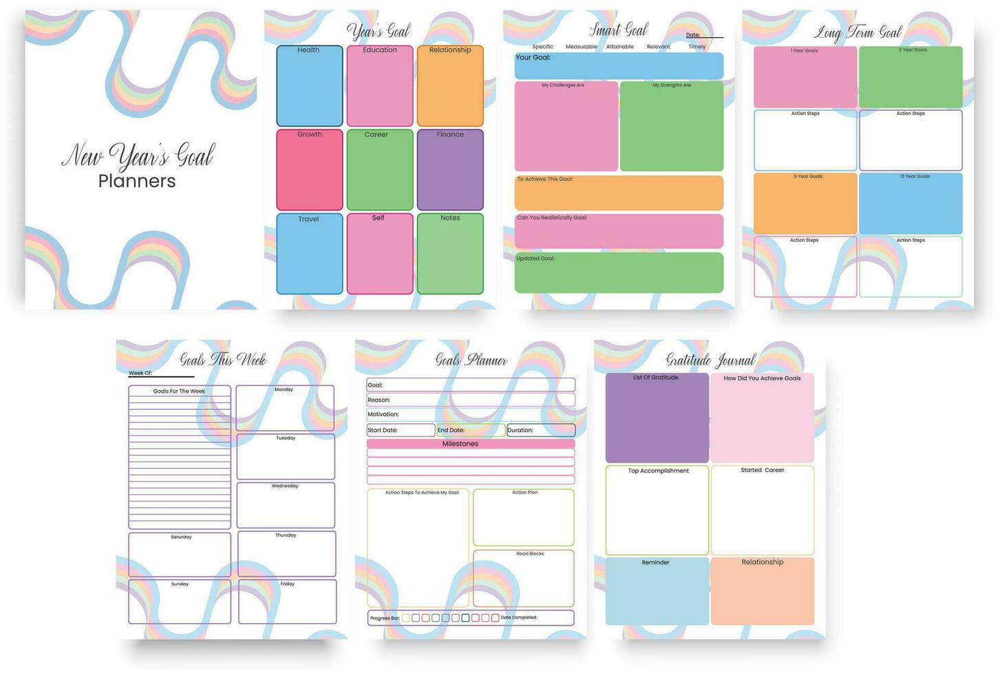 New Years Goal Planner vector