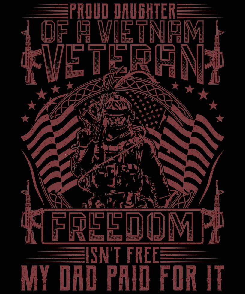 Proud daughter of a vietnam veteran freedom isn't free my dad paid for it t shirt design vector