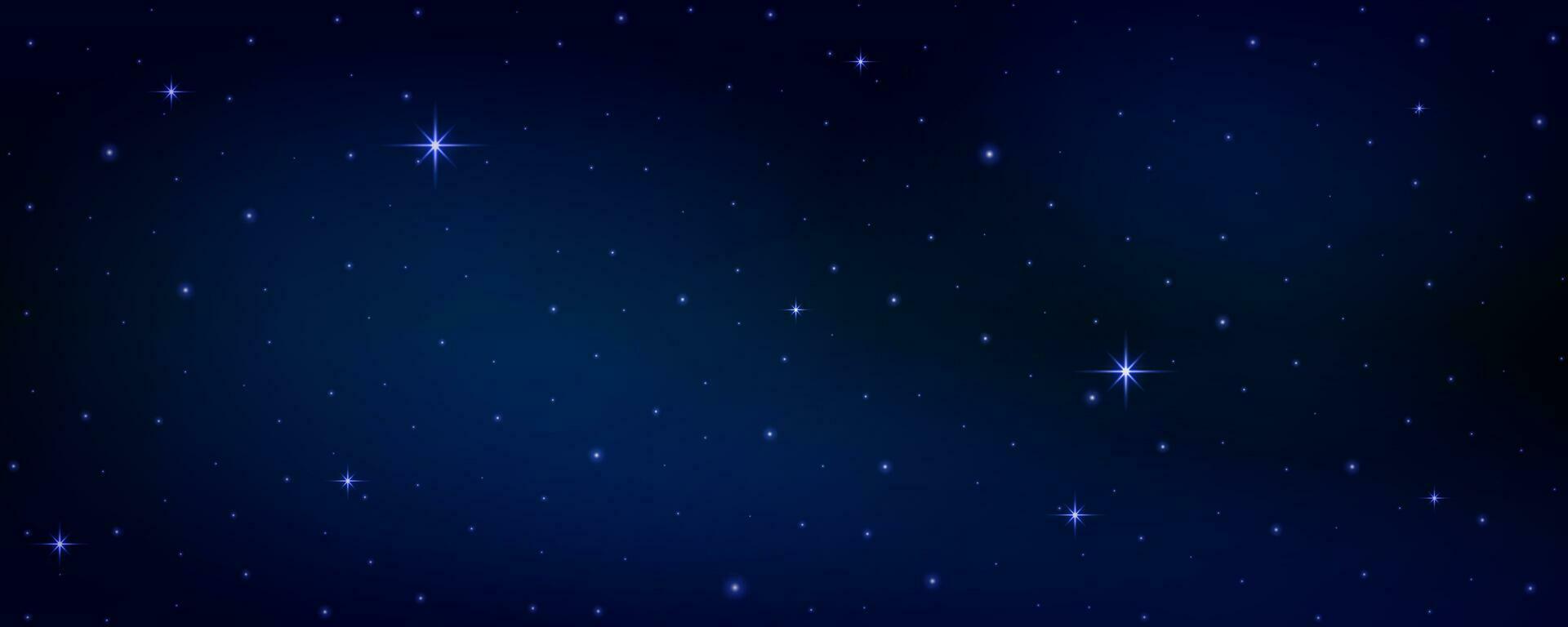 Concept of web banner. Magic color galaxy. Horizontal space background with realistic nebula, stardust and shining stars. Infinite universe and starry night sky. vector