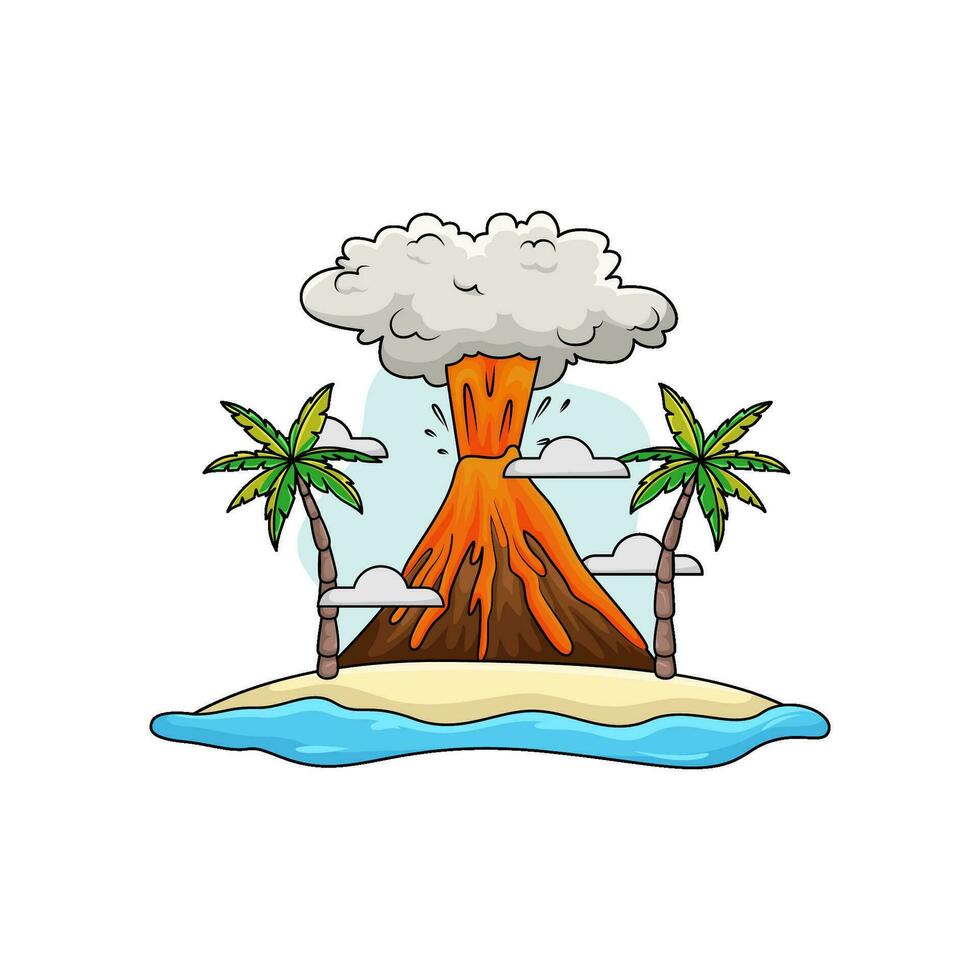 erupción en playa ilustración vector