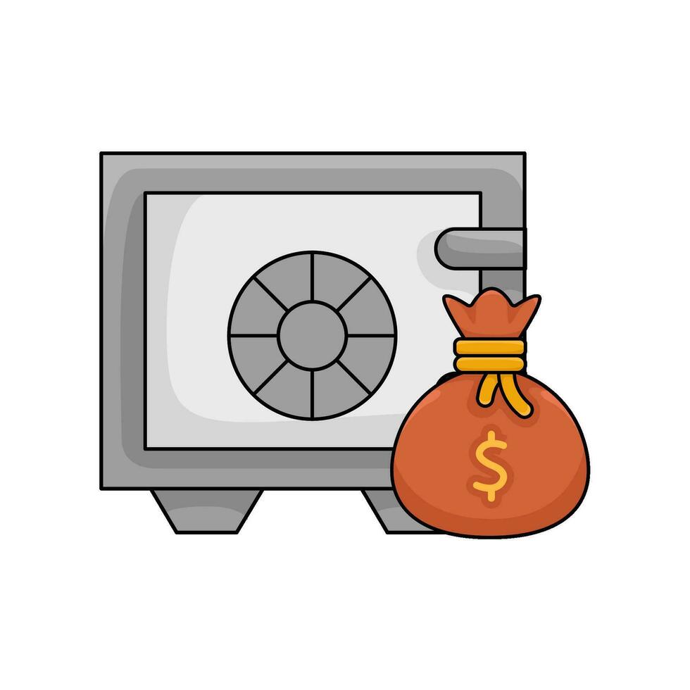 safe money with money bag illustration vector