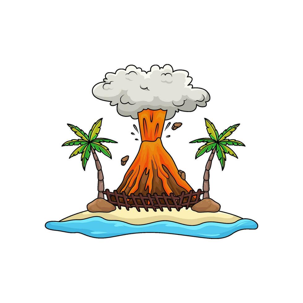 erupción en playa ilustración vector