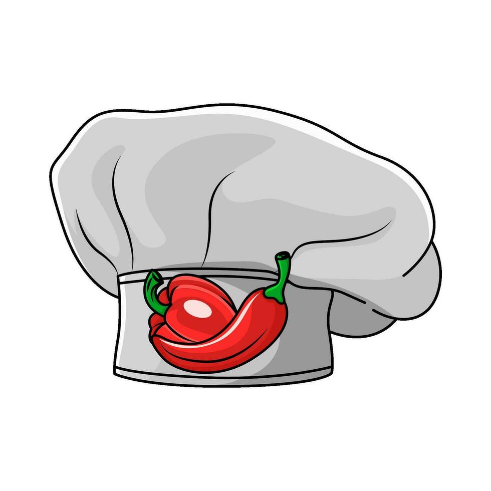 chile con pimientos en sombrero cocinero ilustración vector