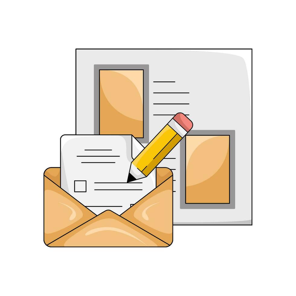 email, pencil with document illustration vector