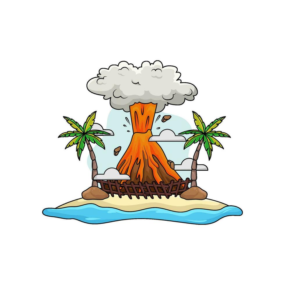 erupción en playa ilustración vector