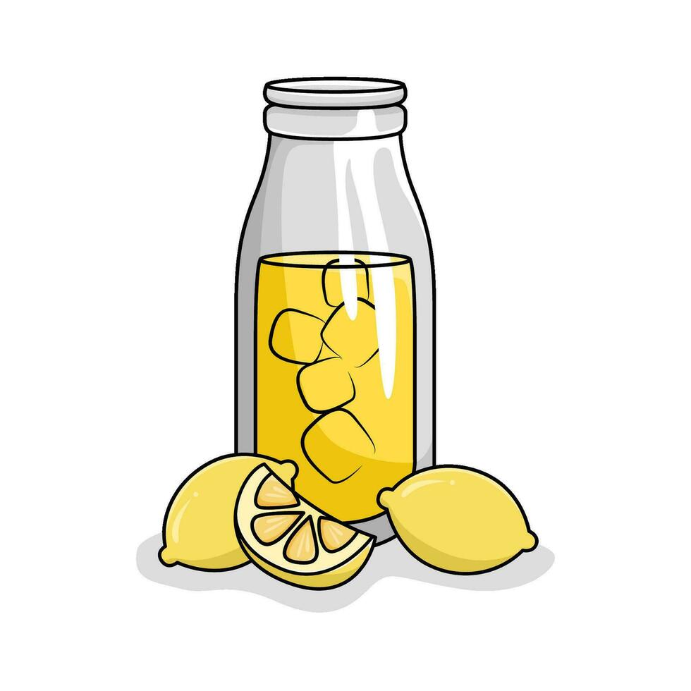 lemon juice with lemon fruit illustration vector