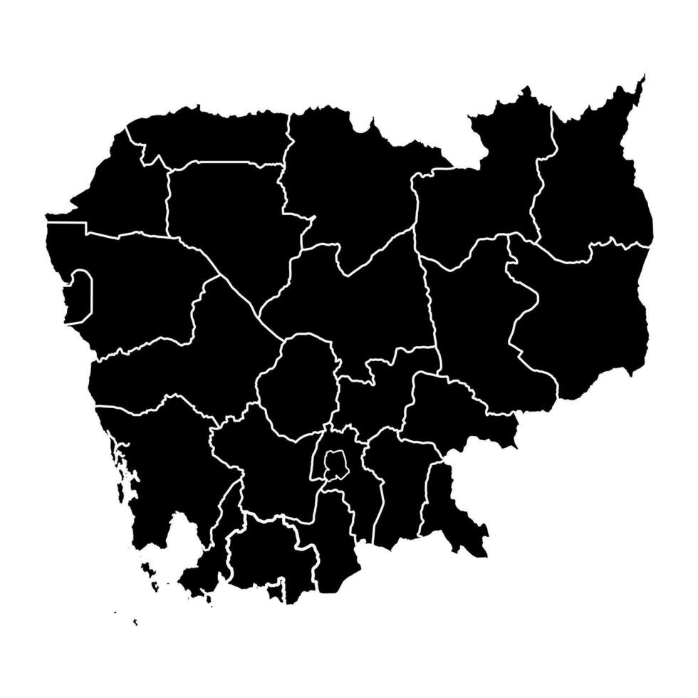 Cambodia map with administrative divisions. Vector illustration.