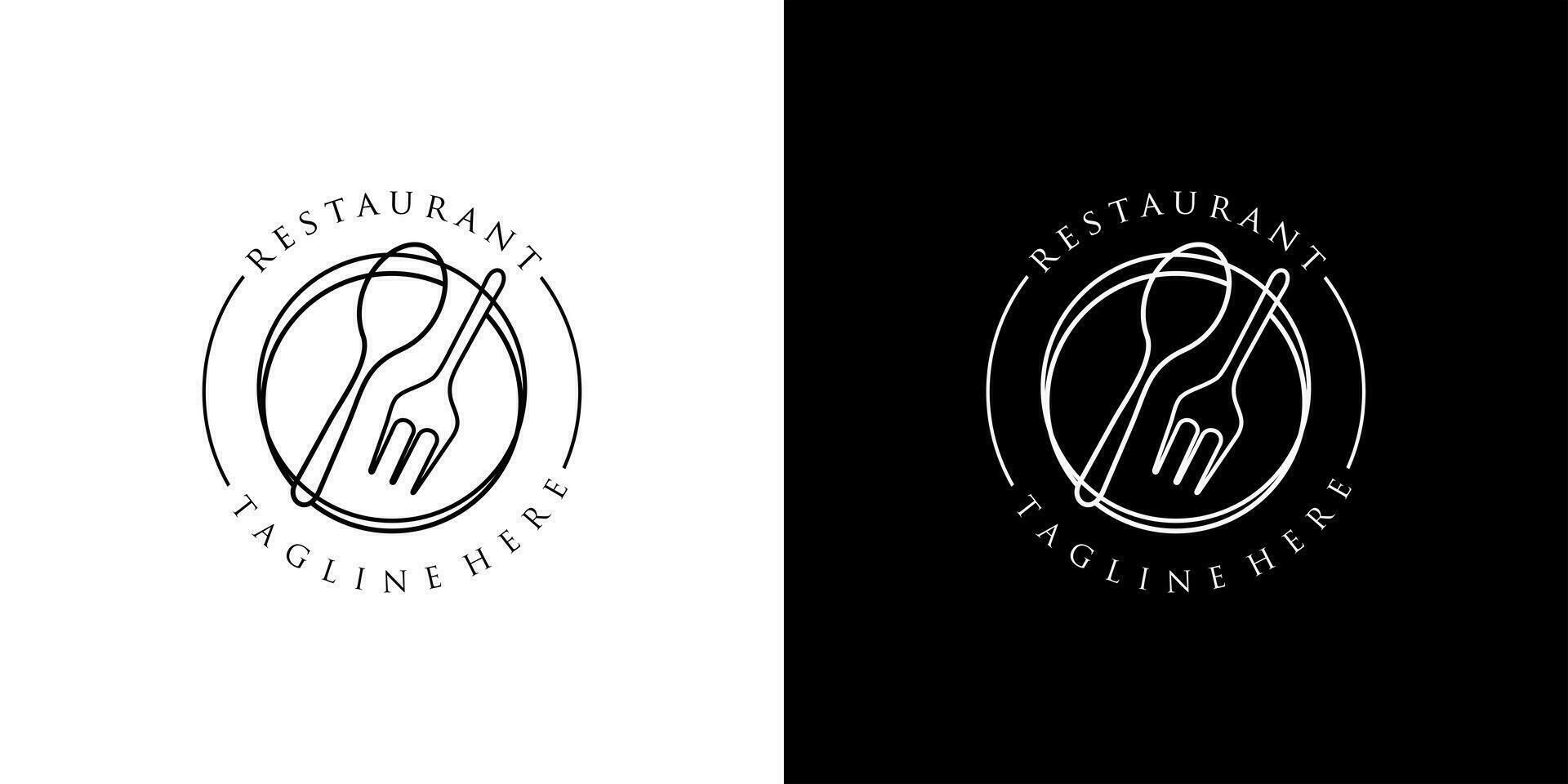 Restaurant logo with spoon and fork icon, modern concept vector