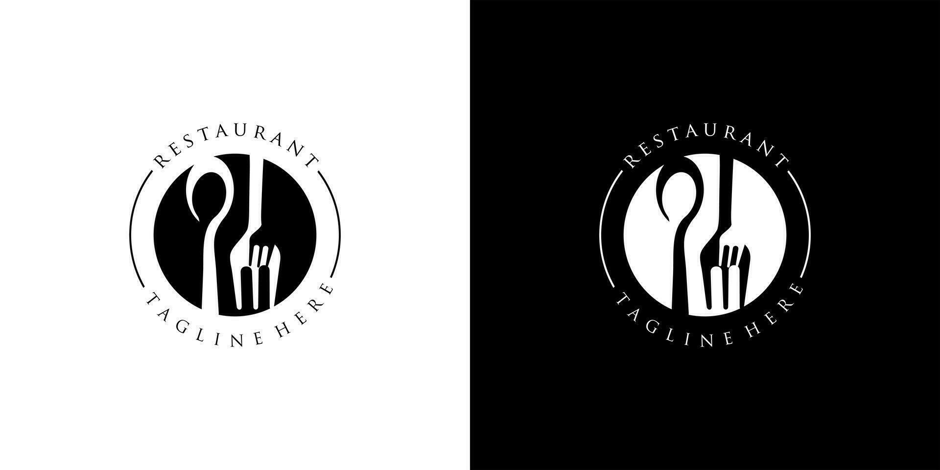 Restaurant logo with spoon and fork icon, modern concept vector