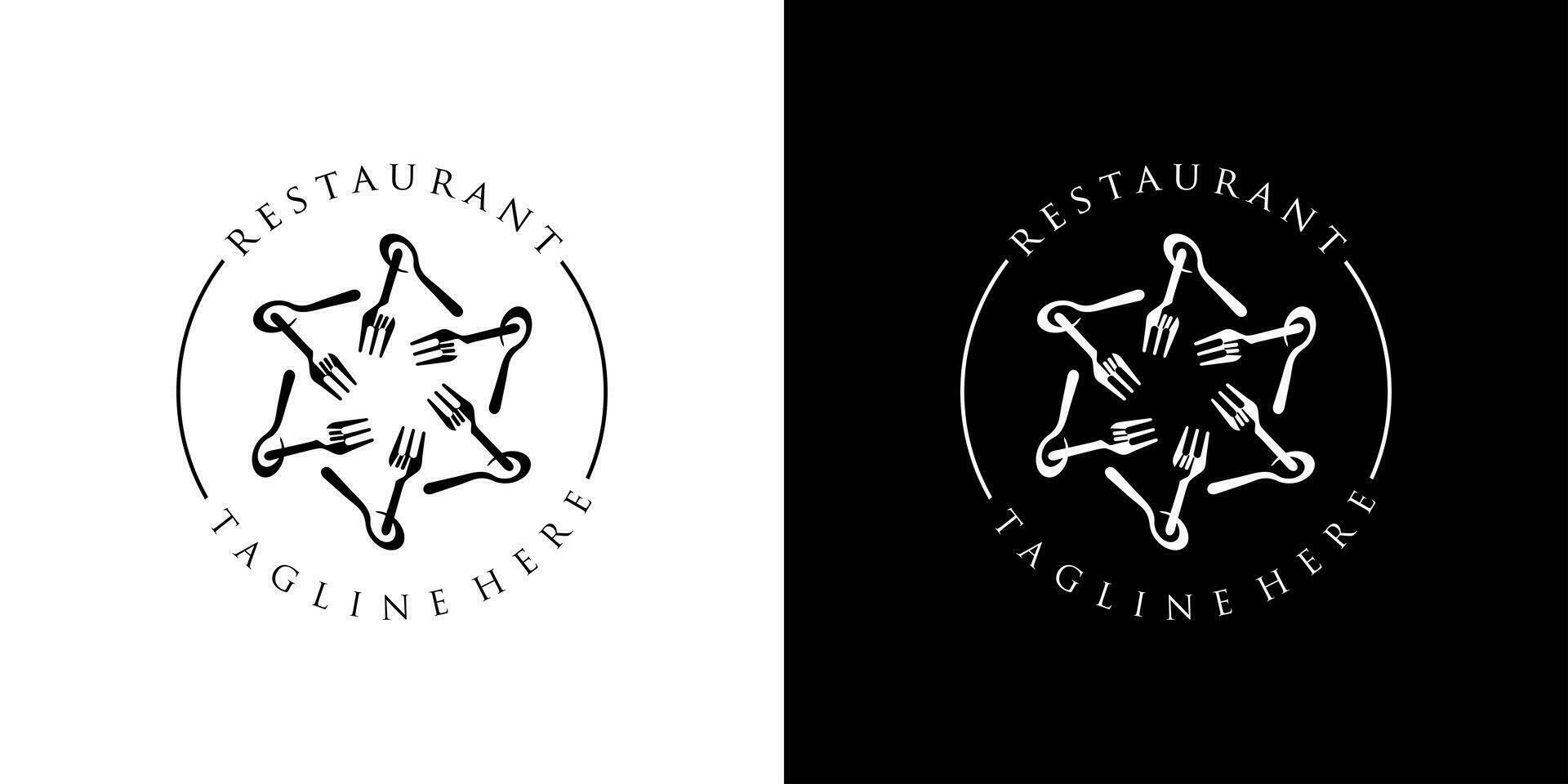 restaurante logo con cuchara y tenedor icono, moderno concepto vector