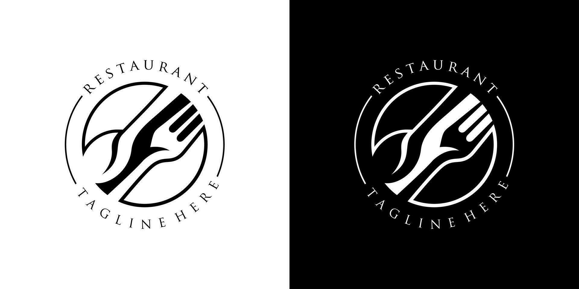 Restaurant logo with spoon and fork icon, modern concept vector