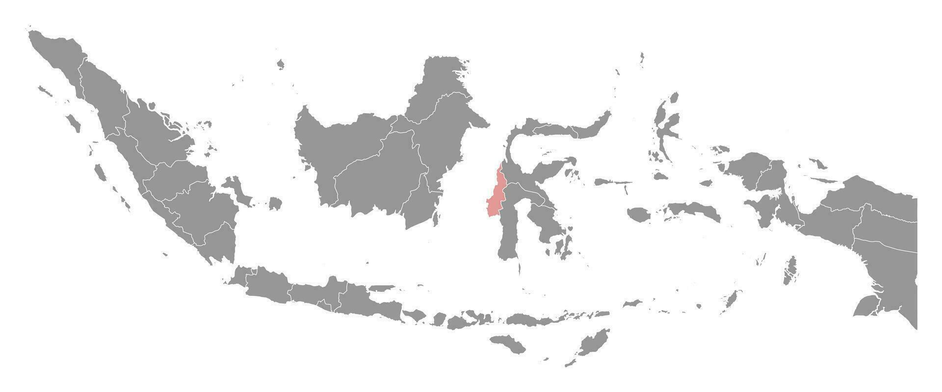 Oeste sulawesi provincia mapa, administrativo división de Indonesia. vector ilustración.