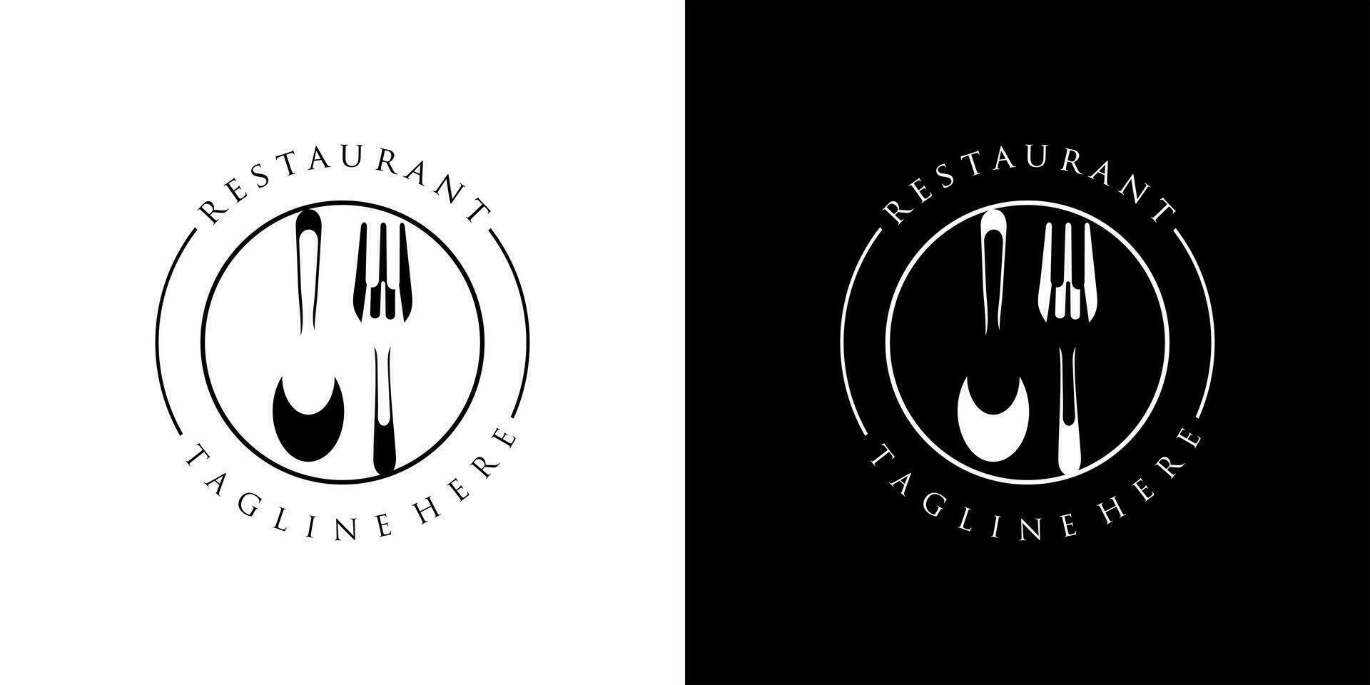 Restaurant logo with spoon and fork icon, modern concept vector