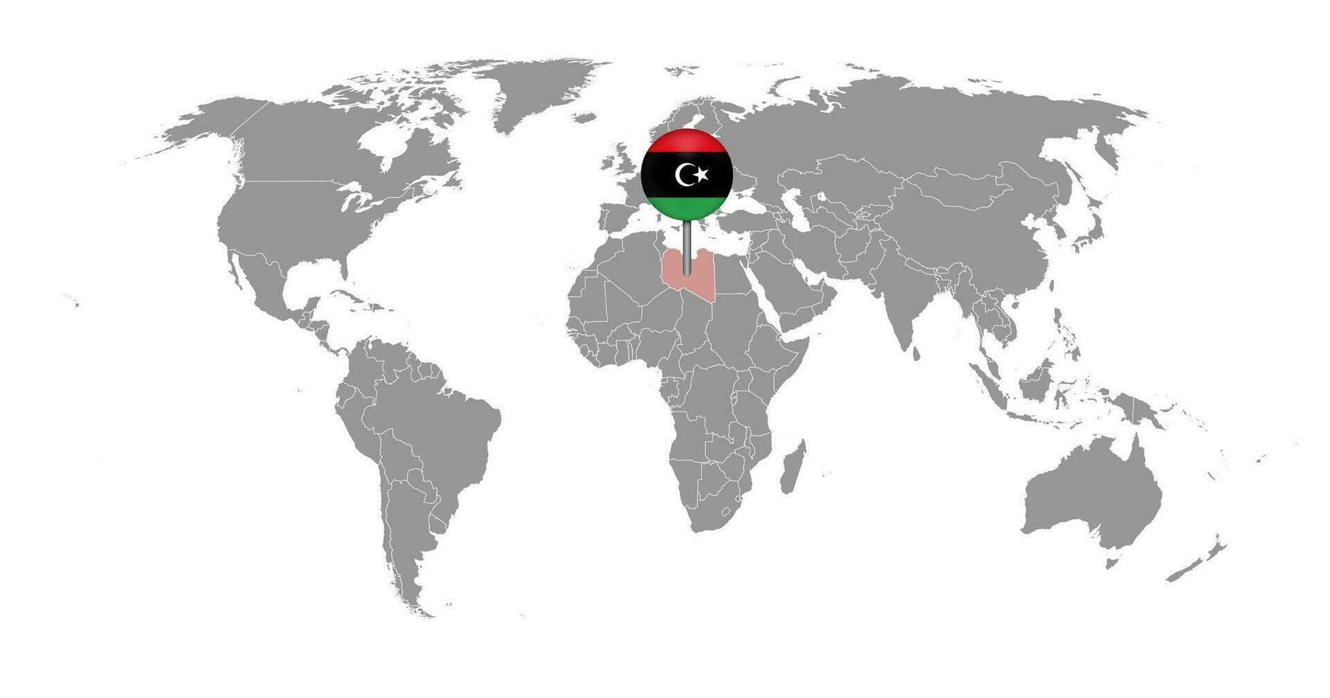 pin mapa con la bandera de libia en el mapa mundial. ilustración vectorial vector