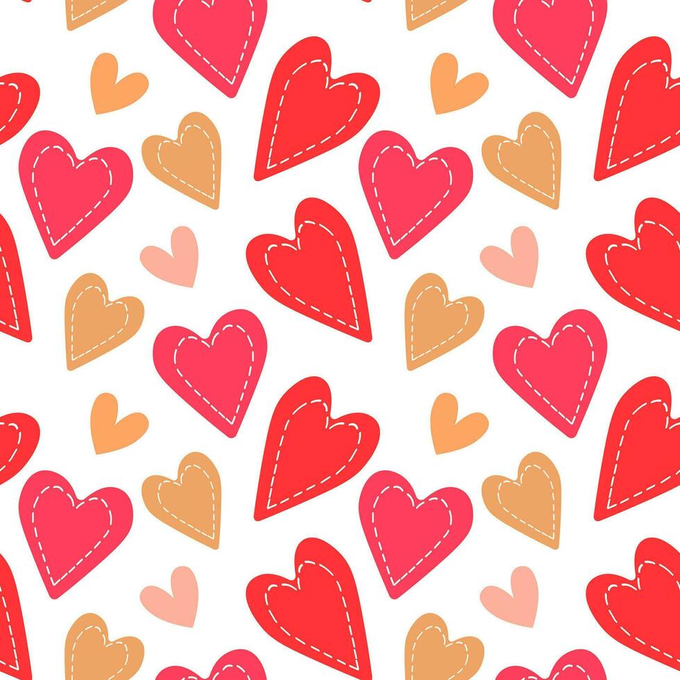 Seamless pattern, hand drawn abstract cute hearts on a white background. Valentine's day background, textile, vector