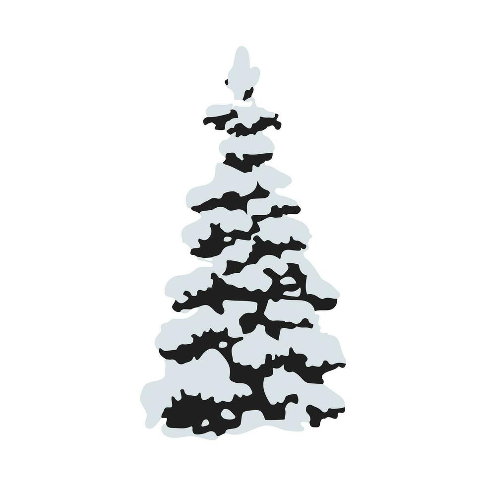Navidad árbol en el nieve, aislado en un blanco antecedentes. ilustración, vector