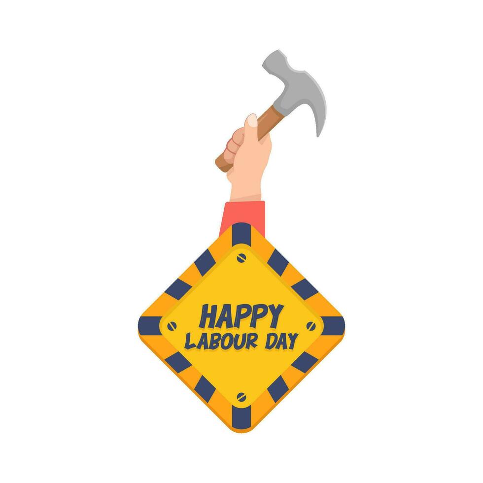 hammer in hand with labour day illustration vector