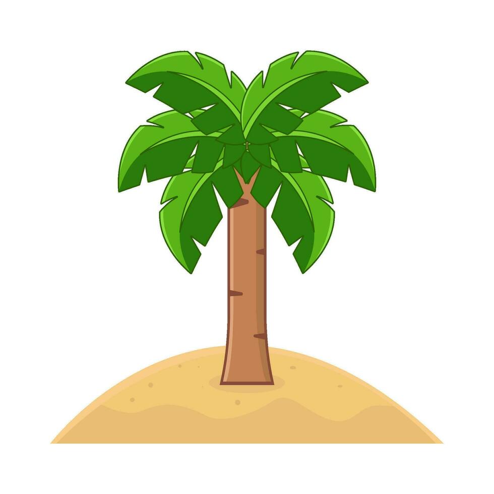 palm tree in sand beach illustration vector