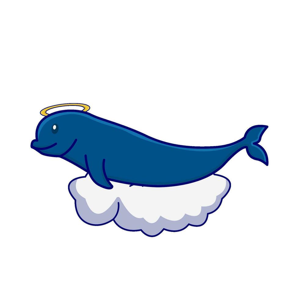 whale angel in cloud illustration vector