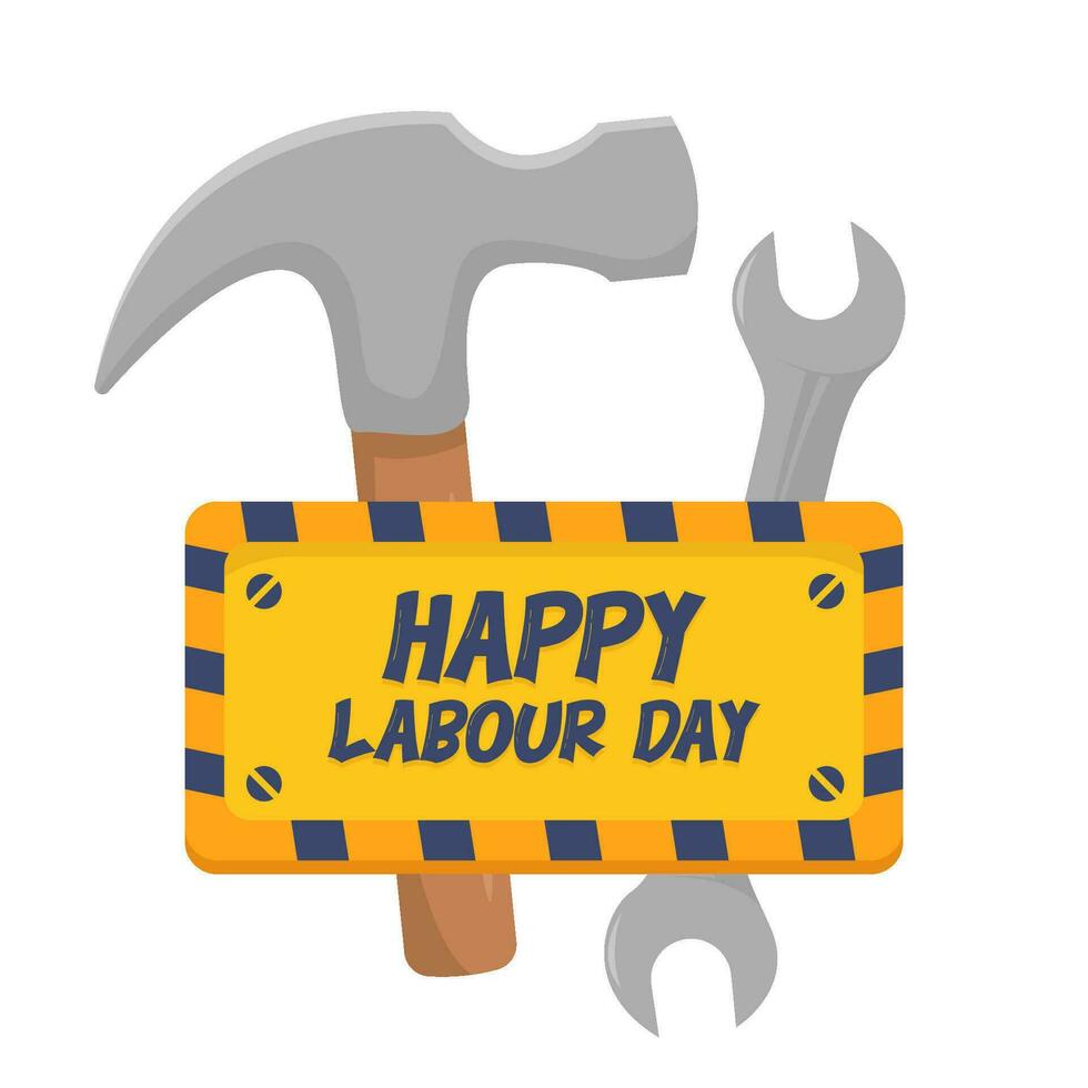 wrench tools, wrench tools with labour day  board  illustration vector