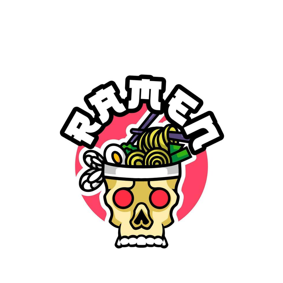 Skull ramen mascot logo vector