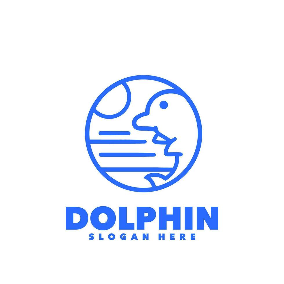 Dolphin line circle logo vector