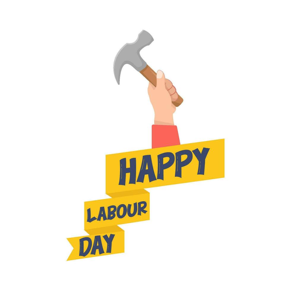 hammer in hand with labour day illustration vector