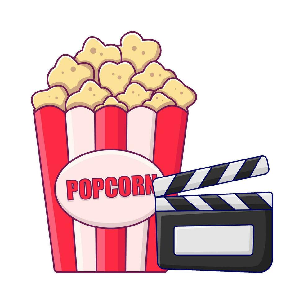 popcorn with action board illustration vector