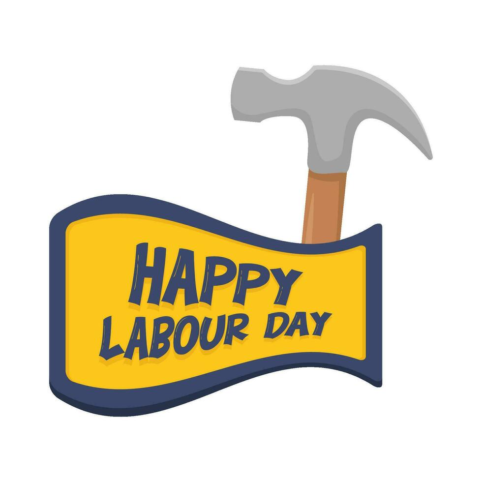 hammer with happy labour day illustration vector