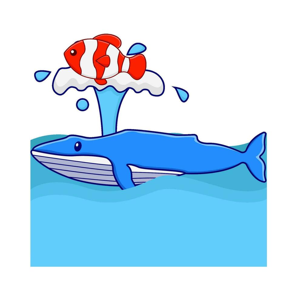 whale with fish in swimming pool illustration vector