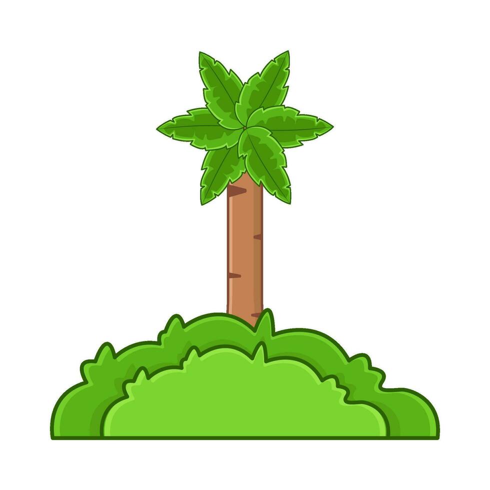 palm tree with grass illustration vector