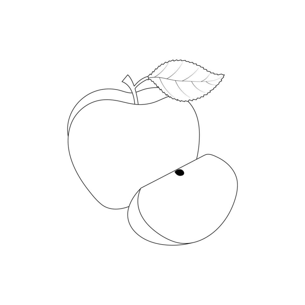 manzana frutas colorante página para niños vector