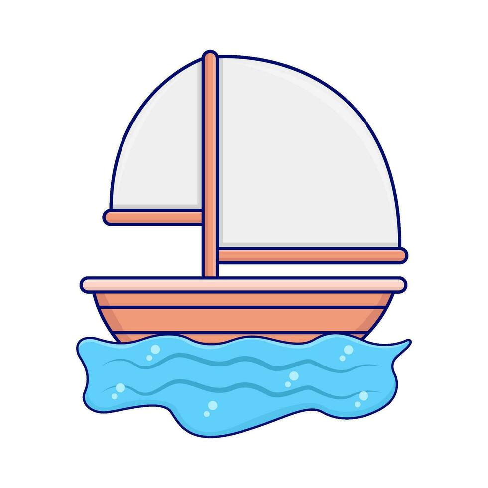 boat in ocean illustration vector