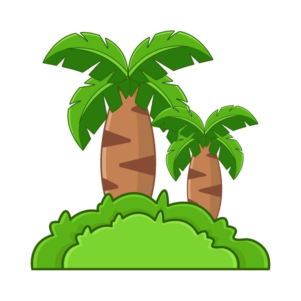 palm tree with grass illustration vector