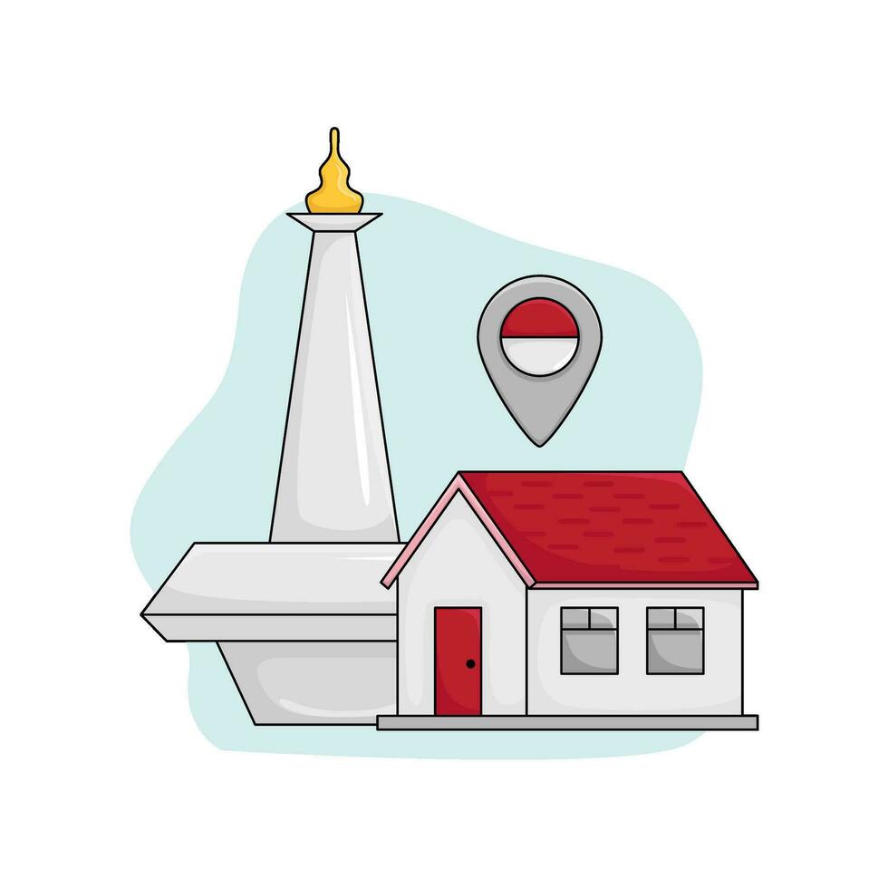 monas, location with home indonesia illustration vector